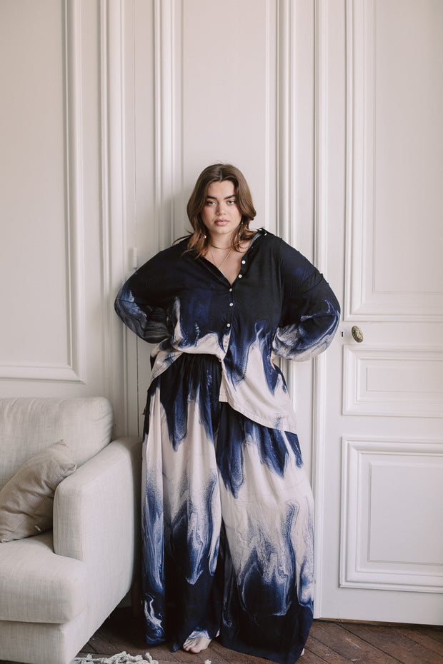 RIPPLE WIDE LEG PANTS - DUSK