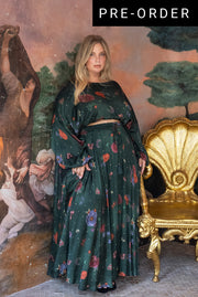 [PRE-ORDER] Midnight Botanica Skirt - Emerald