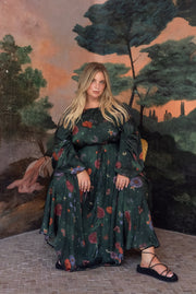 Midnight Botanica Crop Blouse - Emerald