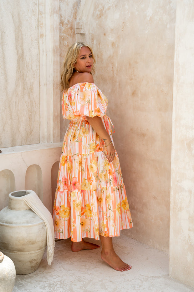 SUMMER POPPY TIERED GOWN