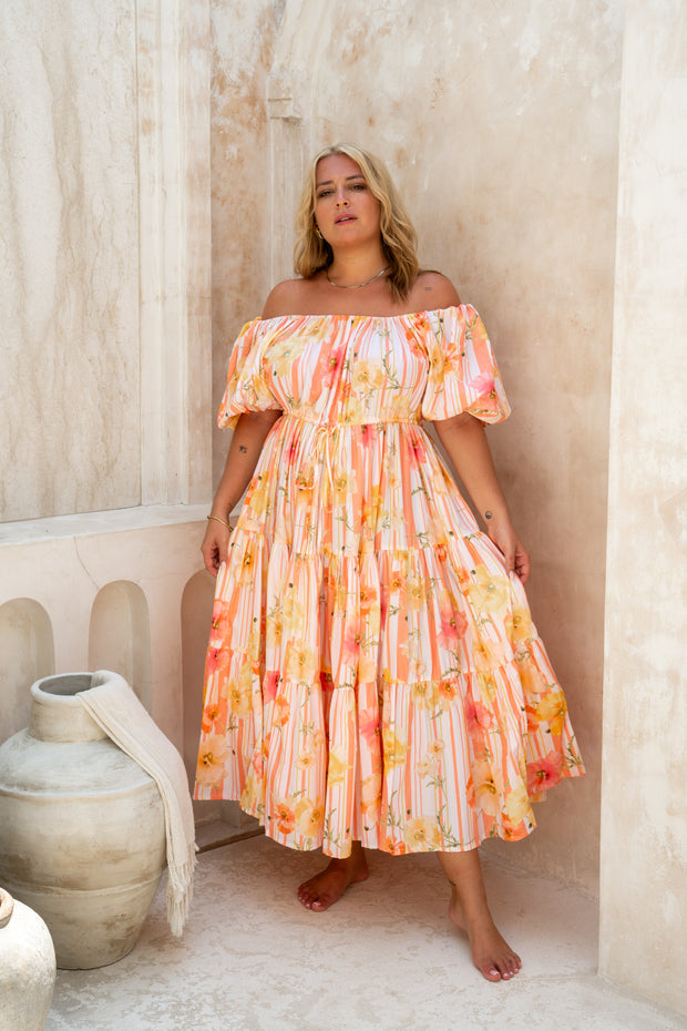 SUMMER POPPY TIERED GOWN