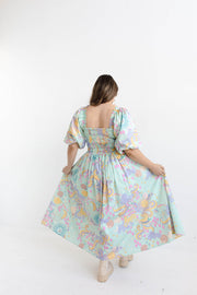 THE DREAMER SHIRRED MIDI DRESS - PASTEL