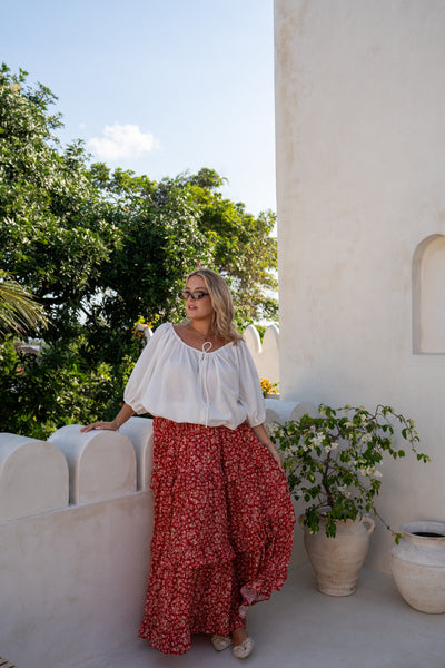 [PRE-ORDER] CHERRY FIELDS FRILL MAXI SKIRT