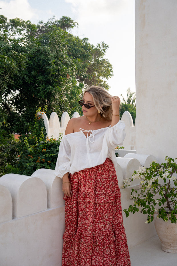 STELLAR DOBBY DRAWSTRING BLOUSE