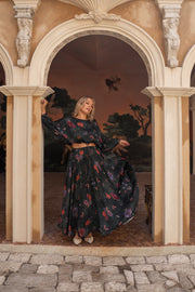 [PRE-ORDER] Midnight Botanica Skirt - Emerald