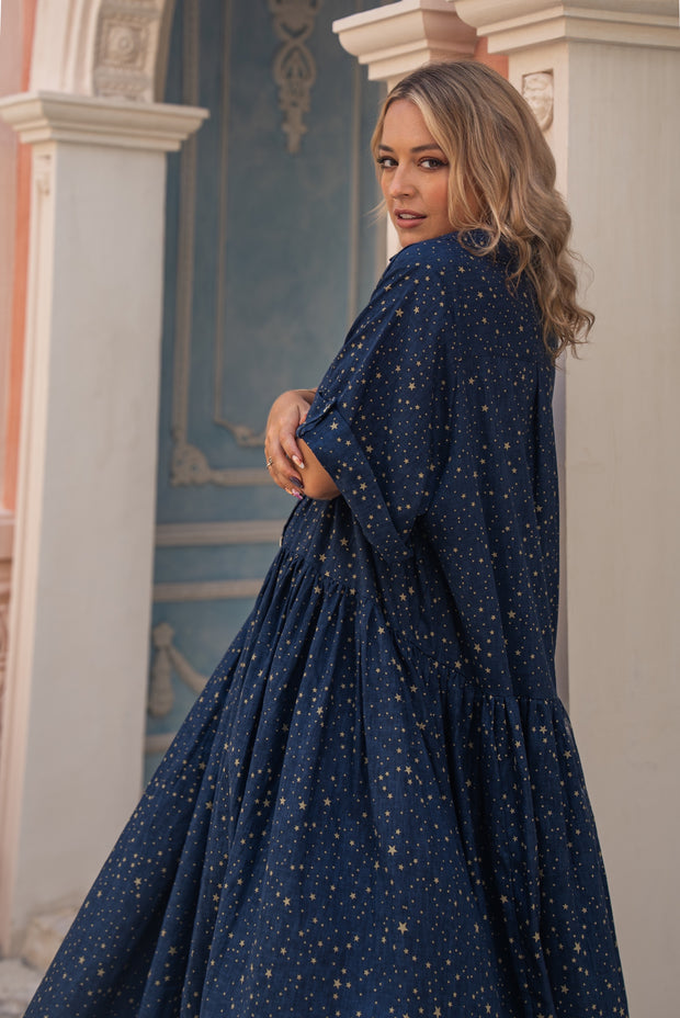 Starry Tie shirtdress - Night Sky