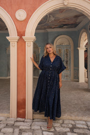 Starry Tie shirtdress - Night Sky