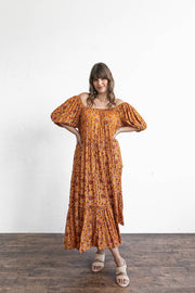 BLOSSOM TIERED GOWN - TANGERINE