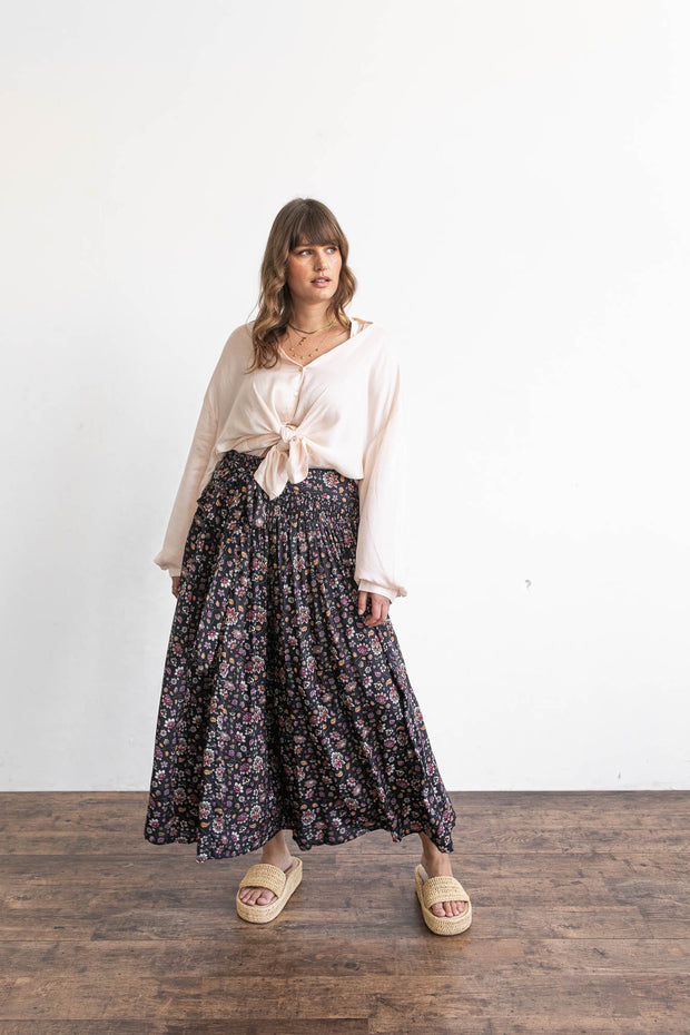 BLOSSOM PALAZZO PANTS - NAVY