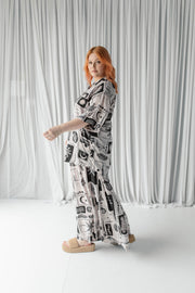 SHOAL WIDE LEG PANTS - MONOCHROME