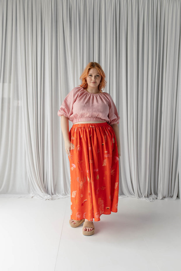 ANGLESEA MIDI SKIRT - VERMILION