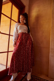 STELLAR LONG SLEEVE SHIRRED BLOUSE - WHITE