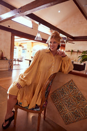 ASTRAL LINEN MINI DRESS - BUTTER