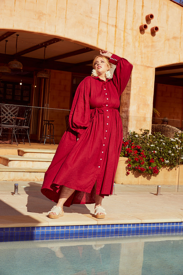 ASTRAL TIE SHIRTDRESS - FUCHSIA