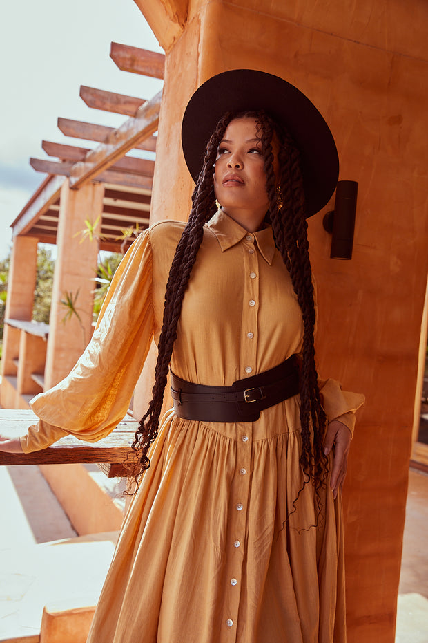 ASTRAL TIE SHIRTDRESS - BUTTER