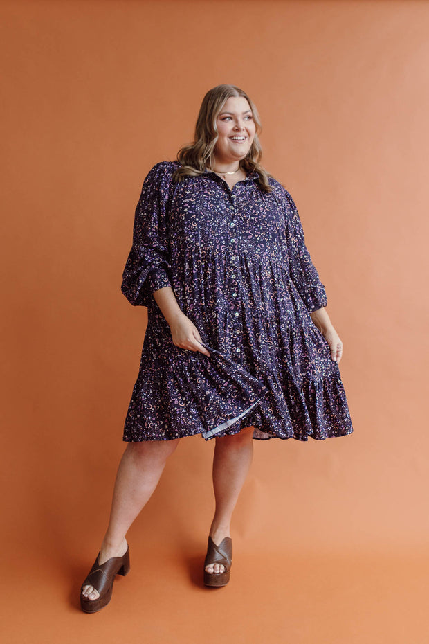 [FAULTY] STARBURST LINEN MINI DRESS - AMETHYST