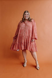 STARBURST LINEN MINI DRESS - MARMALADE