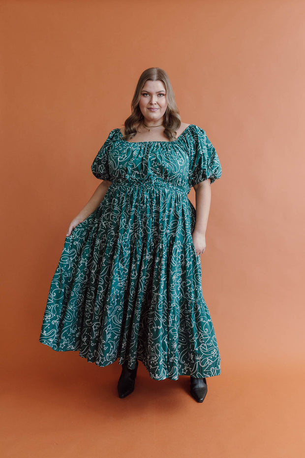COSMOS TIERED GOWN - EMERALD