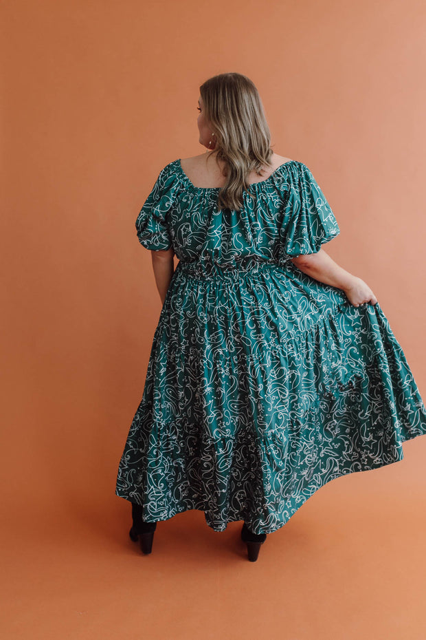 COSMOS TIERED GOWN - EMERALD