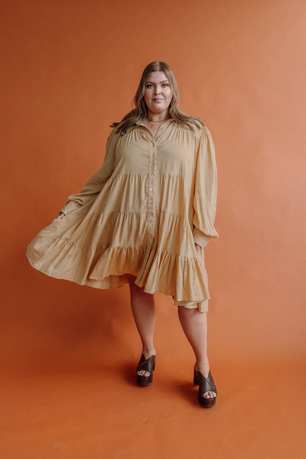 ASTRAL LINEN MINI DRESS - BUTTER
