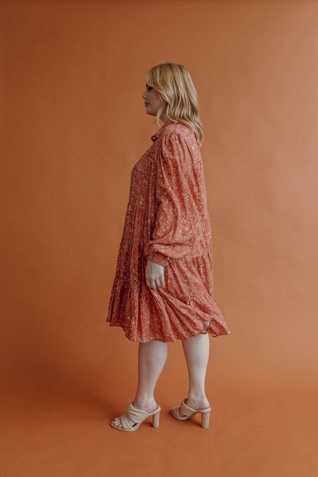 STARBURST LINEN MINI DRESS - MARMALADE