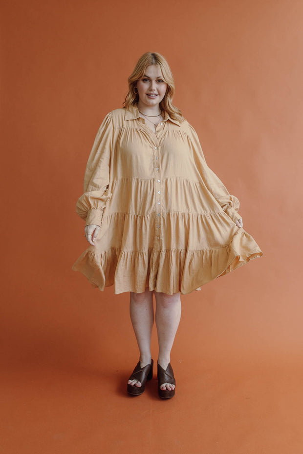 ASTRAL LINEN MINI DRESS - BUTTER