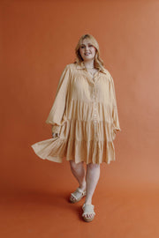 ASTRAL LINEN MINI DRESS - BUTTER