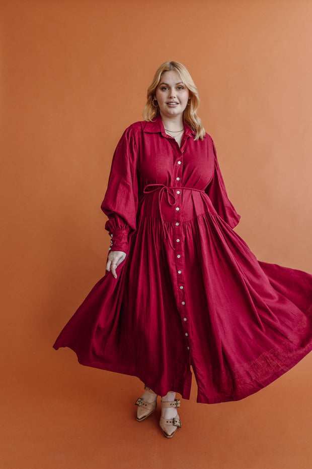 ASTRAL TIE SHIRTDRESS - FUCHSIA