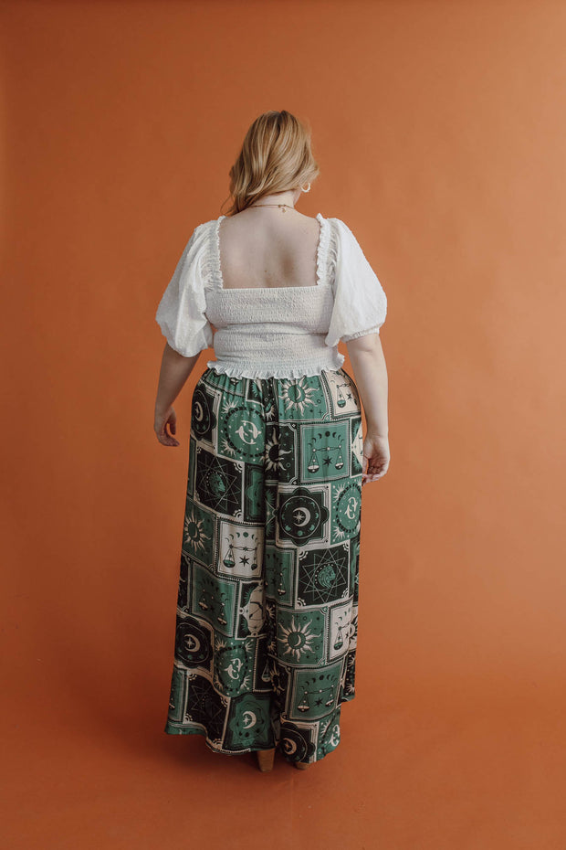 STELLAR SHORT SLEEVE SHIRRED BLOUSE - WHITE