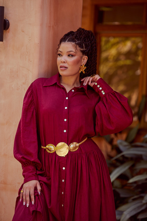 ASTRAL TIE SHIRTDRESS - FUCHSIA