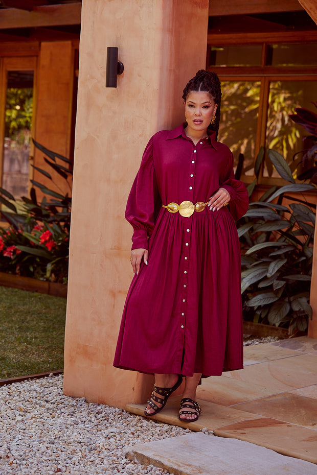 ASTRAL TIE SHIRTDRESS - FUCHSIA