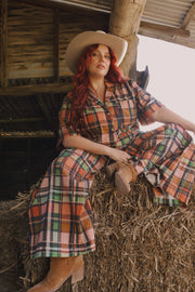 HARVEST PLAID OVERSIZED CROP SHIRT