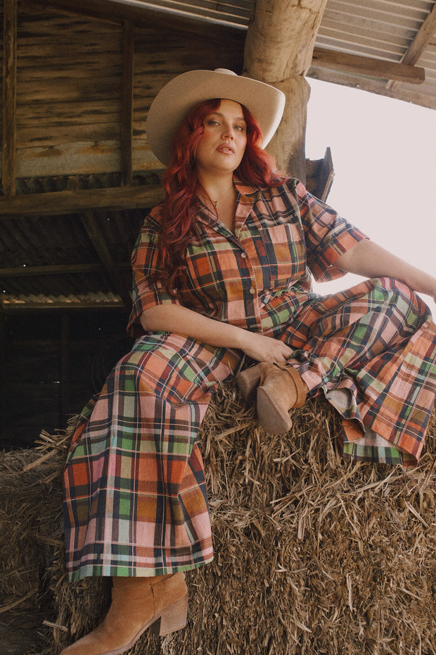 HARVEST PLAID OVERSIZED CROP SHIRT