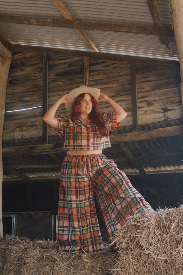 HARVEST PLAID STRAIGHT LEG PANTS