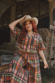 HARVEST PLAID OVERSIZED CROP SHIRT