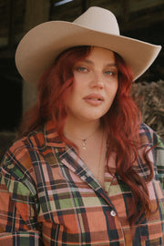 HARVEST PLAID OVERSIZED CROP SHIRT