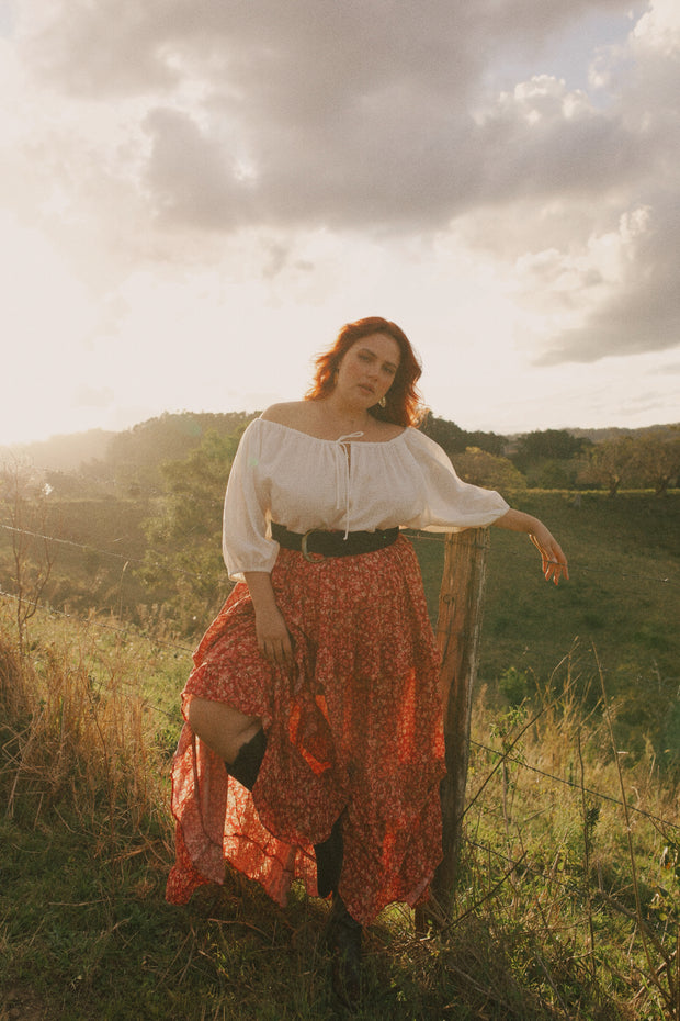 STELLAR DOBBY DRAWSTRING BLOUSE