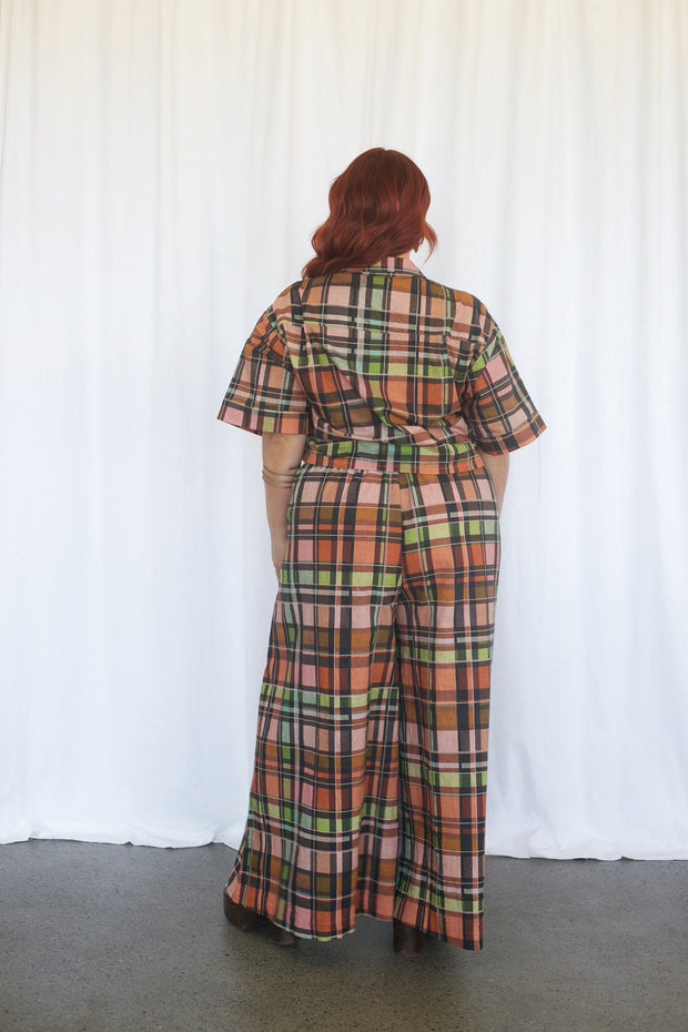 HARVEST PLAID OVERSIZED CROP SHIRT
