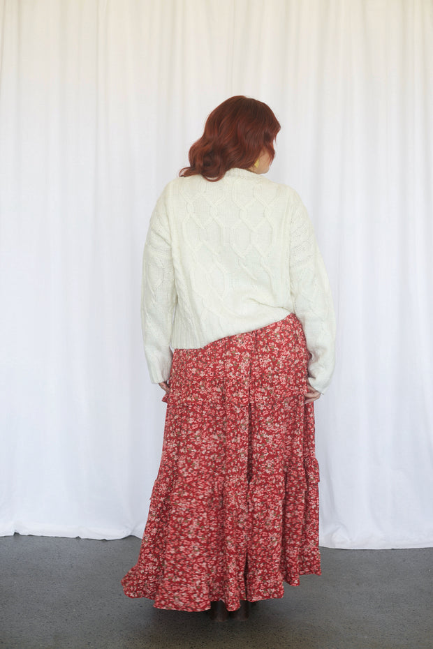 STELLAR CROP CABLE KNIT JUMPER - CREAM