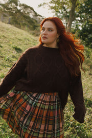STELLAR CROP CABLE KNIT JUMPER - CHOCOLATE
