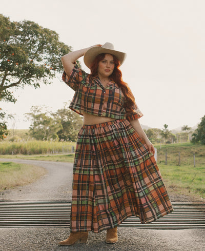 [PRE-ORDER] HARVEST PLAID MIDI SKIRT