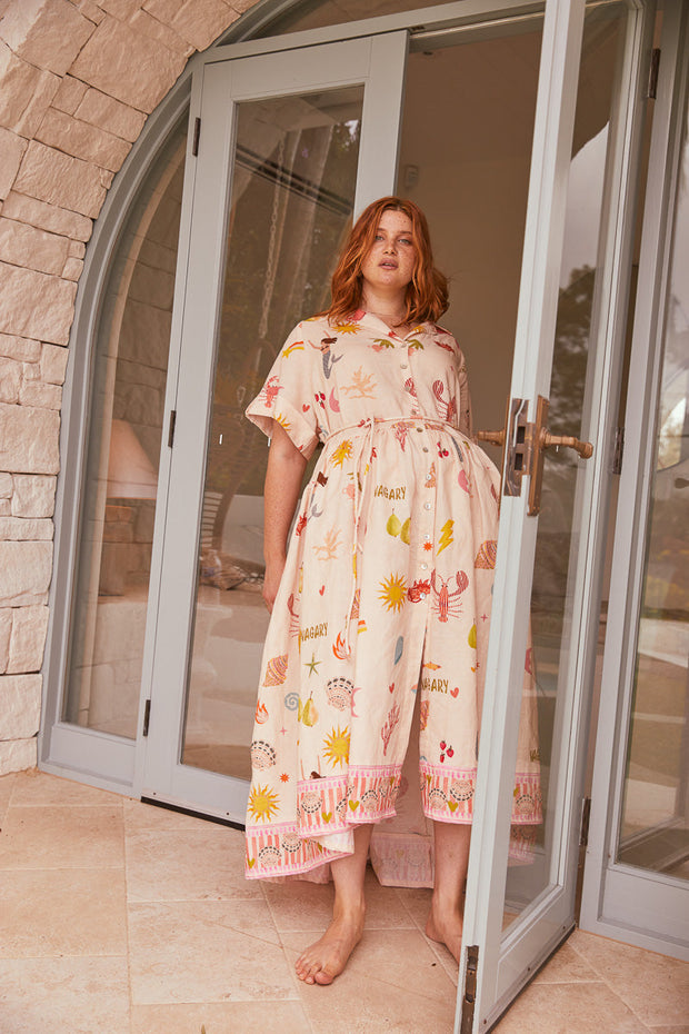 ANGLESEA TIE SHIRTDRESS - NEUTRAL