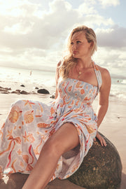 SEASHELL TIE UP MIDI DRESS