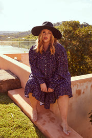 [FAULTY] STARBURST LINEN MINI DRESS - AMETHYST