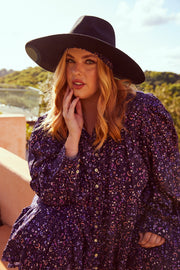 [FAULTY] STARBURST LINEN MINI DRESS - AMETHYST