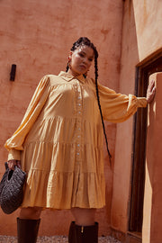 ASTRAL LINEN MINI DRESS - BUTTER