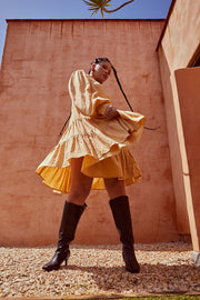 ASTRAL LINEN MINI DRESS - BUTTER