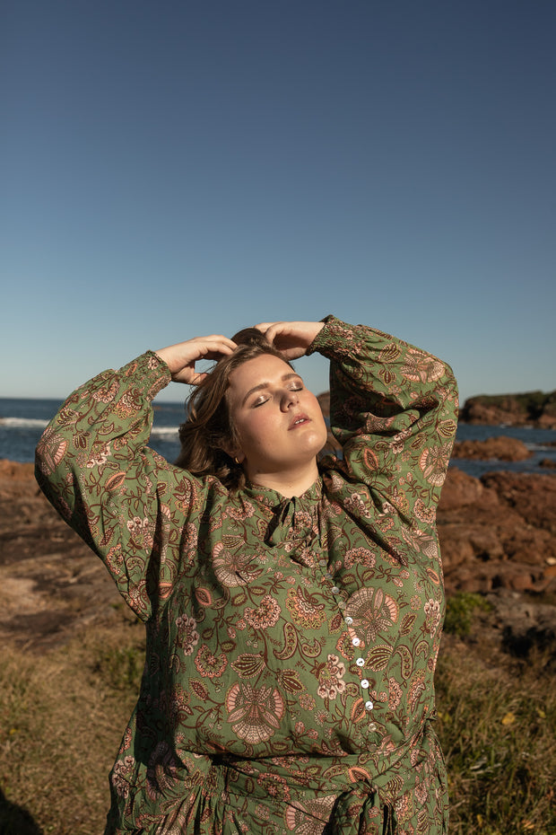 KATIE TIE BLOUSE - GREEN