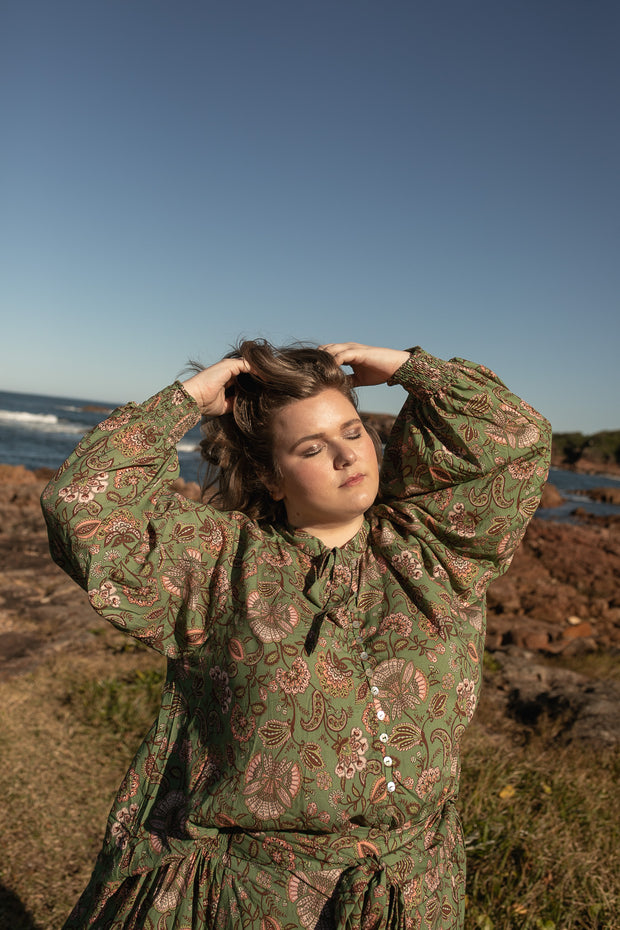 KATIE TIE BLOUSE - GREEN