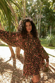 SECRET GARDEN MINI DRESS - BLACK